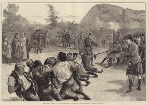 ハイランドの王室、アバーゲルディーに対する戦争バルモラルの綱引き 作： William Heysham Overend