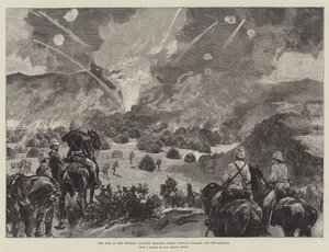 スーダンでの戦争、オスマンディグナの村と野営地を燃やす騎兵 作： William Heysham Overend