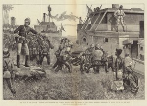 ハルツーム、チャールズウィルソン卿に始まり、サバ連隊の護衛とともにグバトに着手してナイル川を上るスーダン戦争 作： William Heysham Overend