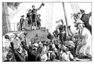 キングスタウンを去る女王、王室訪問アイルランド、c1849、1888。 作： William Heysham Overend