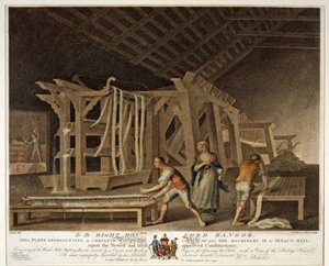 ブリーチミルのすべての機械の透視図、アイルランドのリネン製造所のプレートIX、1791年 作： William Hincks
