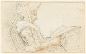 座っている女性の読書の正しいプロフィール 作： William Hoare