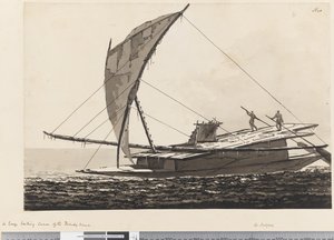 20ページ フレンドリー諸島の大型帆船カヌー 作： William Hodges