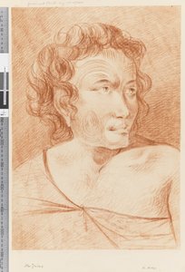 ページ32bニュージーランドのマオリの肖像、1768-75（赤いチョーク） 作： William Hodges