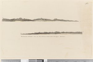 ページ 3 カーボベルデ島、セント・ジャゴ島のプロフィール。タイトルは「The Island of St Jago」で、D点が西に向かって3リーグ離れています。AAが加わる