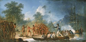 ニューヘブリディーズ諸島のひとつ、タンナ島への上陸 作： William Hodges