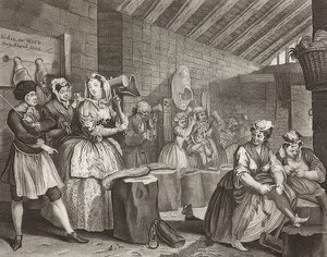 A Harlot？S Progress - The Way of a Whore、Sheet 4：Im Zuchthaus。 1732 作： William Hogarth