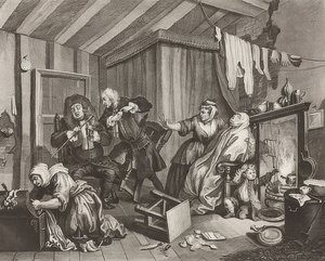 遊女？S進歩。シート5：死。 1732 作： William Hogarth