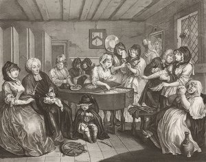 遊女？S進歩。シート6：葬式。 1732 作： William Hogarth