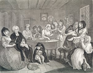 ハーロットの進歩、プレート6：葬儀、エッチング、彫刻） 作： William Hogarth
