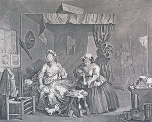 遊女の進歩、プレート3：治安判事、1732年（エッチングと彫刻） 作： William Hogarth