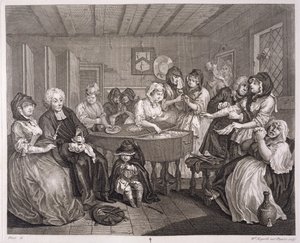 1820-22年にロンドンで出版された「ウィリアムホガースのオリジナル作品と本物の作品」のハーロットプログレス、プレートVI 作： William Hogarth
