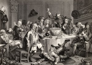 『ウィリアム・ホガースの作品』からの真夜中の現代の会話、1833年発行 作： William Hogarth