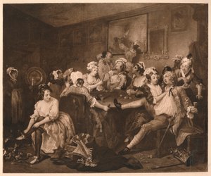 A Rakes Progress-3：The Orgy、1733。 作： William Hogarth