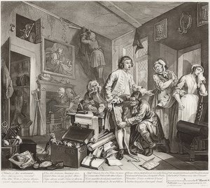 レーキ？S進捗状況、プレート1：レーキが所有地を所有シート1：レガシー。 1735 作： William Hogarth