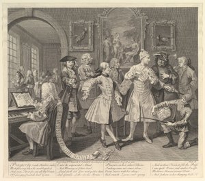 レーキ進行、プレート2、1735年6月25日。 作： William Hogarth