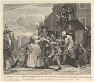 レーキ進行、プレート4、1735年6月25日。 作： William Hogarth