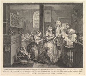 レーキ進行、プレート5、1735年6月25日。 作： William Hogarth