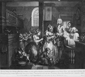 放蕩一代、プレート5、老婆と結婚 作： William Hogarth