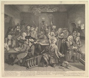 レーキ進行、プレート6、1735年6月25日。 作： William Hogarth