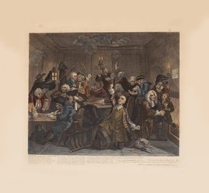 レーキの進歩、プレート 6: ゲーム ハウスのシーン、1735 年頃。 作： William Hogarth