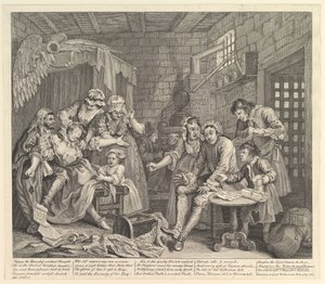 レーキ進行、プレート7、1735年6月25日。 作： William Hogarth