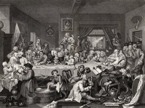 「ウィリアムホガースの作品」からTEニコルソンによって刻まれた選挙娯楽、1833年公開 作： William Hogarth