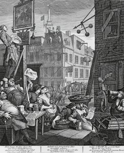 ウィリアム・ホガース（1697-1764）によるロンドンのビール通りの彫刻、イギリス 作： William Hogarth