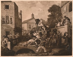 メンバーの議長を務める、選挙のユーモアのプレートIV、1757 作： William Hogarth
