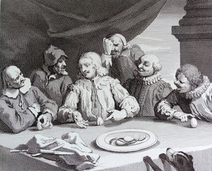 卵を割るコロンブス 作： William Hogarth