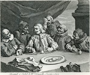コロンブス、卵を割る、1753 作： William Hogarth