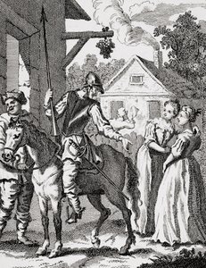ドンキホーテとサンチョパンザ、旅館で、1798年に公開 作： William Hogarth