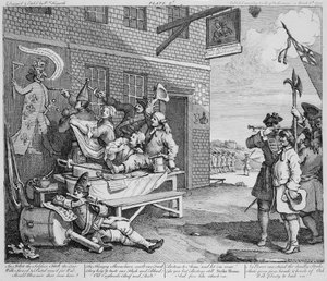 イングランド、「侵略」のプレートII、1756 作： William Hogarth