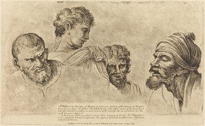 ハンプトン コートのラファエロ漫画の 4 つの頭 作： William Hogarth