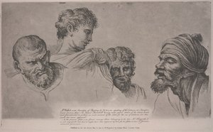 ハンプトンコートのラファエロのカルトンの4つの頭、1729年頃（エッチング） 作： William Hogarth