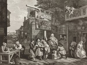 選挙の4つの版画。シート2：投票のキャンバス。 1757 作： William Hogarth