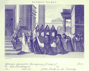 ウィリアム・ホガースによる葬儀のチケット 作： William Hogarth