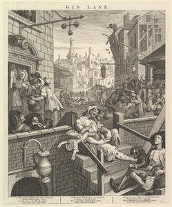 ジンレーン、1751年2月1日。 作： William Hogarth