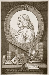 ヘンリーフィールディング、「カッセルのイラスト入りのイングランドの歴史」のイラスト（セピア写真） 作： William Hogarth