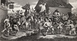 Hudibrasとの出会い、TE Nicholsonによって刻まれたスキミントン、「Hudibras」から、サミュエルバトラー（1612-80）、「The Works of Hogarth」から出版、1833年 作： William Hogarth