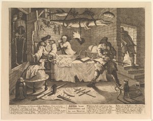 HudibrasはSidrophelと彼の男Whacumを打ち負かします 作： William Hogarth