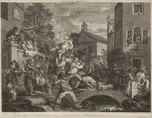 選挙のユーモア (4 個セット) (彫刻) 作： William Hogarth
