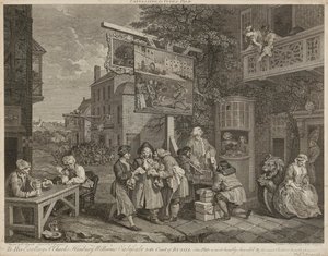 選挙のユーモア (4 個セット) (彫刻) 作： William Hogarth