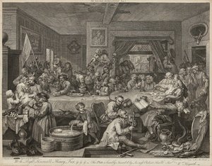選挙のユーモア (4 個セット) (彫刻) 作： William Hogarth