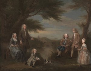 ジョンとエリザベス・ジェフリーズとその子供たち（1730年）。 作： William Hogarth