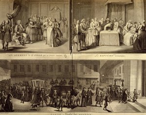 若い妊婦の判定、洗礼と葬儀 作： William Hogarth