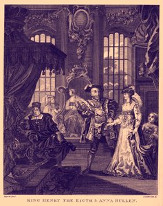 ウィリアム・ホガースによる「ヘンリー8世とアン・ブーリン 作： William Hogarth