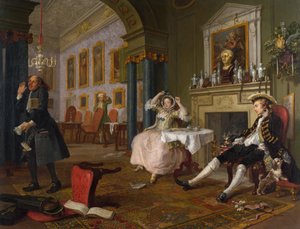 当世風結婚：II-The Tete a Tete、c.1743（キャンバスに油彩） 作： William Hogarth