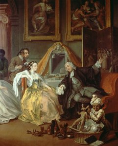 Marlaage a la Mode：IV-The Toilette、c.1743油彩182092のキャンバスディテール 作： William Hogarth