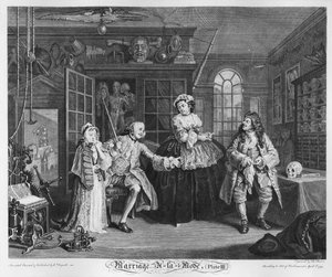 結婚アラモード、プレートIII、検査、1745 作： William Hogarth